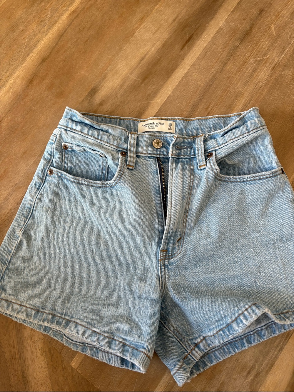 Abercrombie & Fitch Light Wash Denim High-Rise Shorts